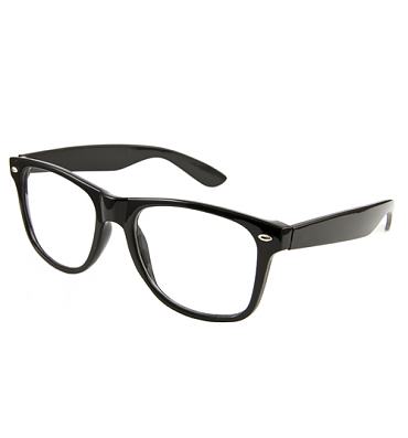 Black Clear Geek Wayfarer  Glasses