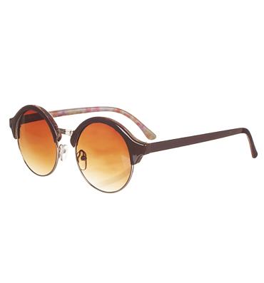 Brown Retro Round Half Frame Floral Detail Sunglasses from Jeepers Peepers