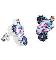 Drink Me Wonderland Tattoo Stud Earrings from Punky Pins