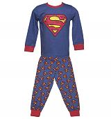 Kids Blue Marl Superman Logo Pyjamas from Fabric Flavours