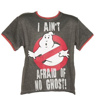 Kids Dark Grey Marl Ghostbusters I Aint Afraid Of No Ghost T-Shirt from Fabric Flavours