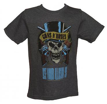 Kids Dark Grey Marl Use Your Illusion Guns N Roses T-Shirt from Amplified Kids