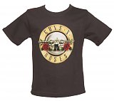 Kids Grey Marble Washed Guns N Roses Logo T-Shirt from Amplified Kids