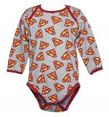 Kids Pale Blue Marl Repeat Logo Superman Babygrow from Fabric Flavours