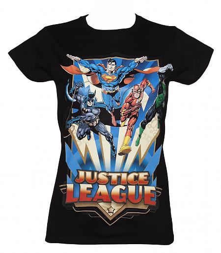 Ladies Black DC Comics Justice League T-Shirt