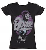 Ladies Black David Bowie Pose T-Shirt