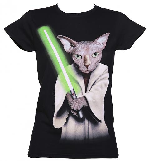 Ladies Black Master Cat Pets Rock T-Shirt 