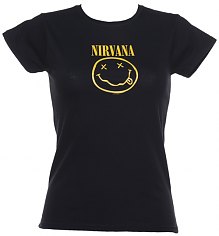 Ladies Black Nirvana Smiley T-Shirt [View details]