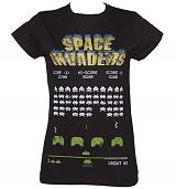 Ladies Black Space Invaders T-Shirt
