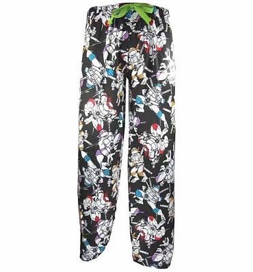 Ladies Black Teenage Mutant Ninja Turtles All Over Print Lounge Pants