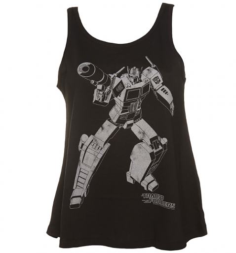 Ladies Black Transformers Optimus Prime Silhouette Swing Vest