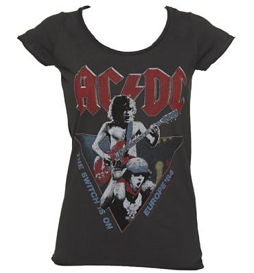 Ladies Charcoal AC/DC Europe Tour 1984 T-Shirt from Amplified Vintage