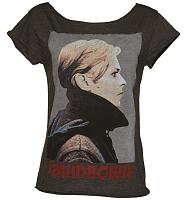 Ladies Charcoal David Bowie Skater T-Shirt from Amplified Vintage