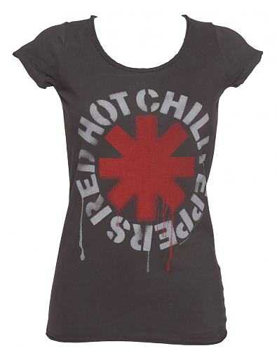 Ladies Charcoal Dripping Red Hot Chili Peppers TShirt from Amplified Vintage