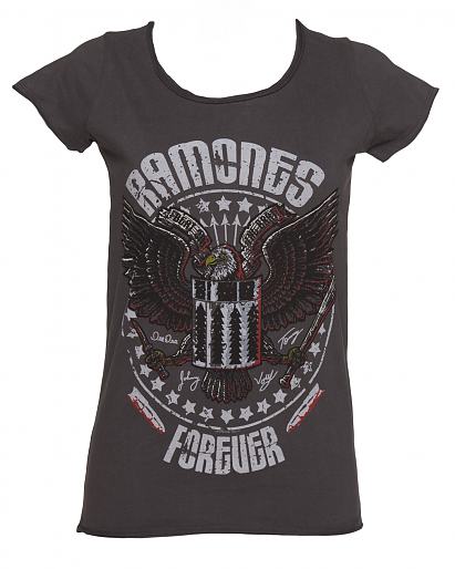 Ladies Charcoal Eagle Forever Ramones TShirt from Amplified Vintage
