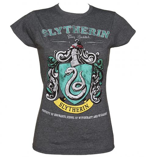 Ladies Charcoal Harry Potter Slytherin Team Quidditch TShirt