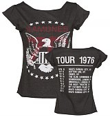 Ladies Charcoal Ramones 1976 Tour Front And Back Print Skater T-Shirt from Amplified Vintage