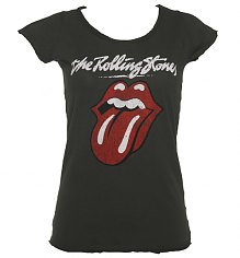 Ladies Charcoal Rolling Stones Licks T-Shirt from Amplified Vintage [View details]