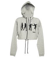 Ladies Cropped Beatles Silhouette Jump Grey Marl Hoodie