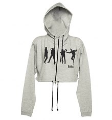 Ladies Cropped Beatles Silhouette Jump Grey Marl Hoodie [View details]