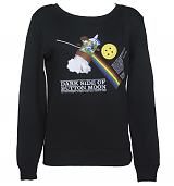 Ladies Washed Black Dark Side Of The Button Moon Sweater