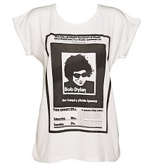 Ladies Ecru Boyfriend Fit Bob Dylan Poster Print T-Shirt from Worn By [View details]