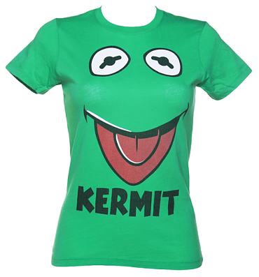 Ladies Green Kermit Face Muppets T-Shirt