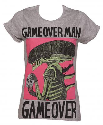 Ladies Grey Marl Game Over Boyfriend T-Shirt from Illustrated Mind