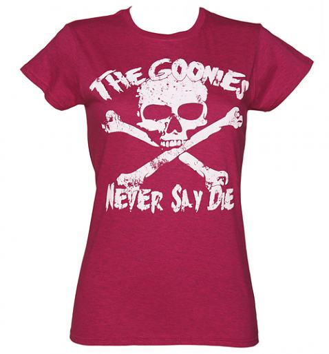 Ladies Heather Pink Goonies Never Say Die T-Shirt from TruffleShuffle