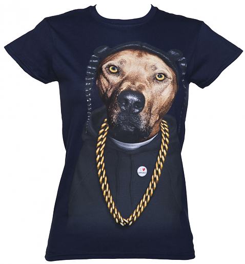 Ladies Navy Rap Dogg Pets Rock T-Shirt 
