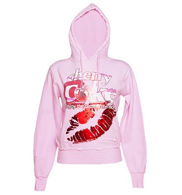 Ladies Pink Coke Kiss Foil Print Heavyweight Hoodie