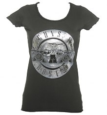 Ladies Silver Foil Guns N Roses Drum Logo T-Shirt from Amplified Vintage [View details]