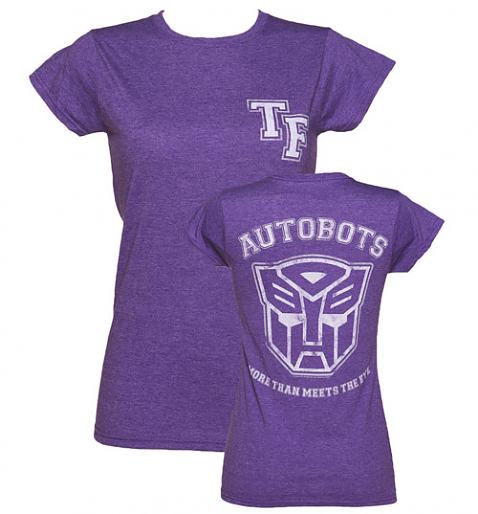 Ladies Purple Marl Transformers Autobots More Than Meets The Eye Varsity T-Shirt
