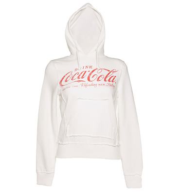 Ladies White Coca Cola Logo Hoodie