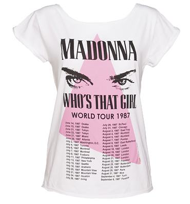 Ladies White Madonna 1987 Boyfriend T-Shirt from Amplified Vintage