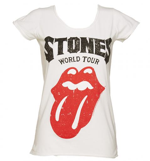 Ladies White Rolling Stones World Tour T-Shirt from Amplified Vintage