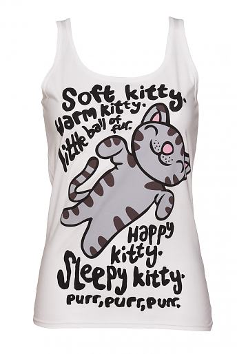 Ladies White Soft Kitty Big Bang Theory Vest