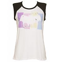 Ladies White Splatter Print Batman Baseball Vest from Junk Food