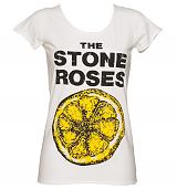 Ladies White Stone Roses Lemon T-Shirt from Amplified Vintage