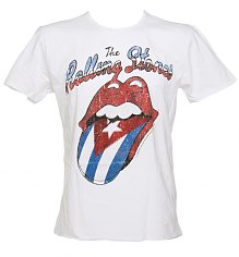 Men's Diamante Rolling Stones Cuba Tongue White T-Shirt from Amplified [View details]