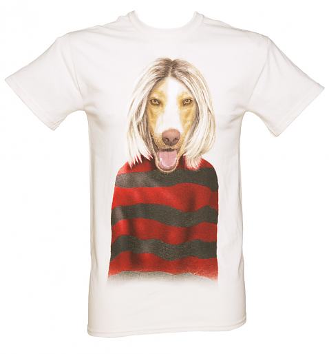 Men's Beige Grunge Dog Pets Rock T-Shirt 