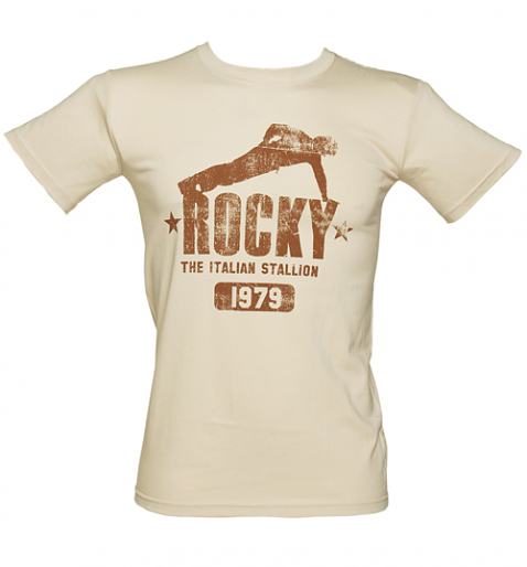  Men's Beige Vintage Rocky Push up T-Shirt