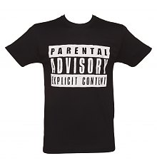 Men's Black Parental Advirsory Label T-Shirt from Goodie Two Sleeves [View details]