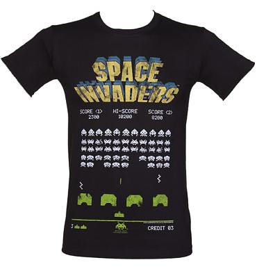 Men's Black Space Invaders T-Shirt