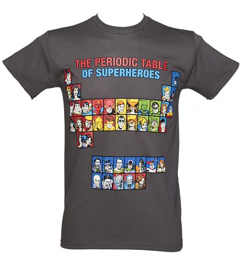 Men's Black Superheroes Periodic Table T-Shirt