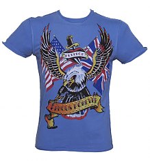 Men's Blue Stud Detail Retro Eagle T-Shirt from Famous Forever [View details]