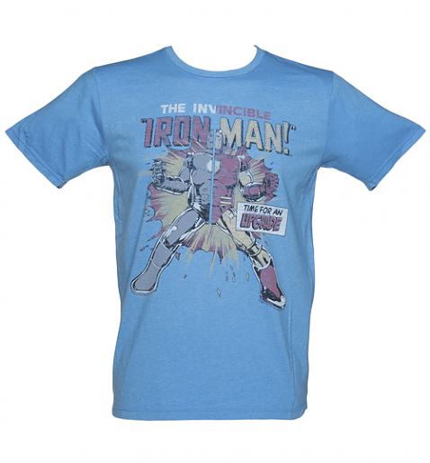  Men's Blue Time For An Upgrade Iron Man T-Shirt from Junk Food