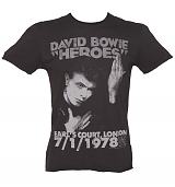Men's Charcoal David Bowie Heroes London 1978 T-Shirt from Amplified Vintage