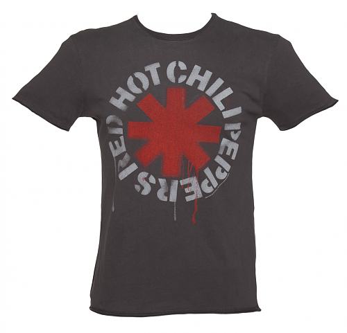 Mens Charcoal Dripping Red Hot Chili Peppers TShirt from Amplified Vintage