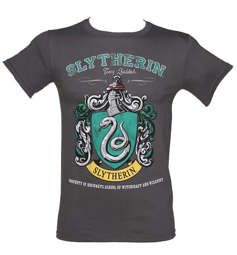 Mens Charcoal Harry Potter Slytherin Team Quidditch TShirt